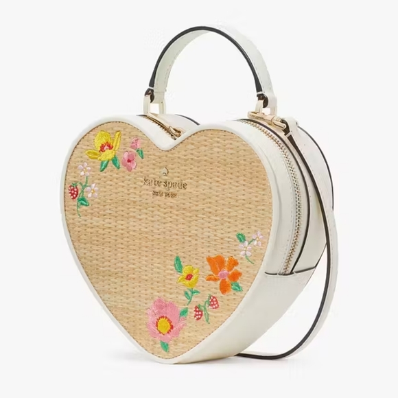 Kate Spade Love Shack Rattan Heart Crossbody, Meringue Multi - Picture 2 of 6